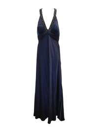 XScape By Joanne Chen Navy Blue Formal Evening Dress With Rhinestones - Size 10
