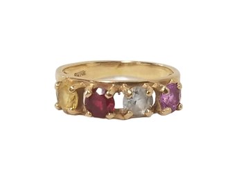 14kt Yellow Gold Ring With Multi-colored Gemstones -size 3.75