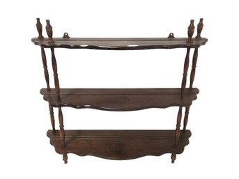 Vintage Wood Three Tier Display Wall Shelf With Plate Grooves