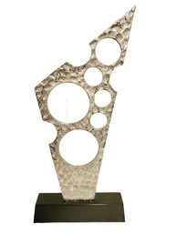 Contemporary Styled Silver Metal Abstract Sculpture