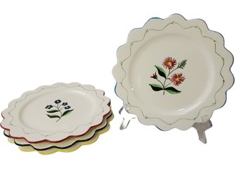 Set Of Four Floral 8.5' Luncheon Dessert Plates Taste Setter By Sigma