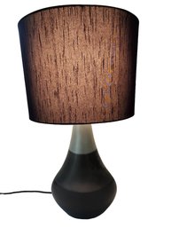 Ceramic Tri Color Black Gray Fade Table Lamp With Oval Black Fabric Shade