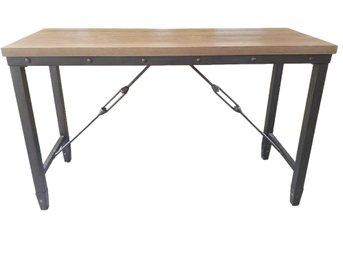 Ashford 48 In. Antique Honey Pine & Iron Sofa Accent Industrial Table