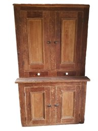Antique Primitive Wood Corner Cupboard
