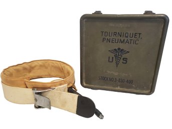 Vintage Richards Manufacturing Military Pneumatic Tourniquet With Original Metal Case