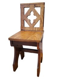 Antique Small Oak Wood Carved Gothic Church Hall Alter Boy Chair