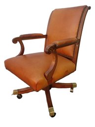 Vintage Leather And Wood Executive Office Chair