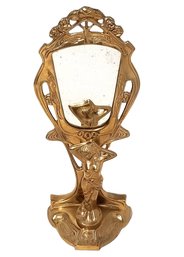 Vintage Art Deco Cast Brass Lady Vanity Mirror - Made In India