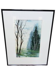 Framed Artist Signed Landscape Lithograph Print (possibly Russian Landscape)