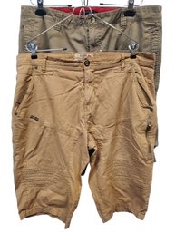 Two Pairs Men's Tan & Brown Size 38 Cargo Shorts -Xios & Dockers