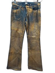 Women's CACHE Gold & Blue Denim Jeans - Size 6