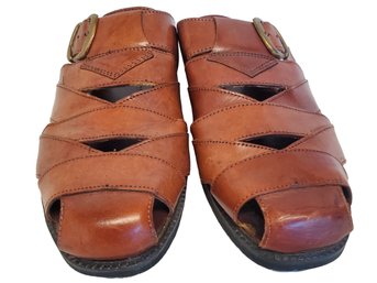 Men's Brown Leather Strappy Kenneth Cole Size 11D Sandals