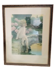 Vintage Bessie Pease Gutmann (1876  1960) The Butterfly Framed Lithograph