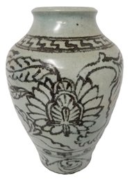 Hand Painted Lotus Flowers Pottery Vase