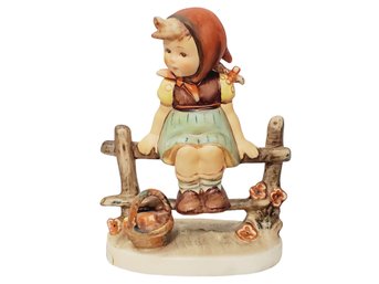 Vintage Hummel Just Resting Girl On Fence Figurine (box 2)