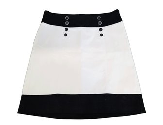 White House Black Market White & Black Mini Skirt With Buttons - Size 4