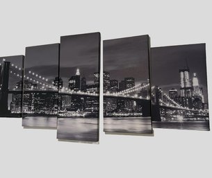 Brooklyn Bridge Night View Skyline Canvas Wall Art