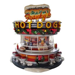 2006 Department 56 Franky's Hot Dogs Christmas Snow Village House Lighted With Box - Retired