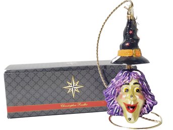 RARE 2002 Christopher Radko Vintage Witch Topper Halloween Handblown Glass Ornament In Box(Lot EE)