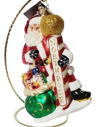 Christopher Radko Home Base Santa Claus North Pble Blown Glass Christmas Holiday Ornament In Box(Lot MM)