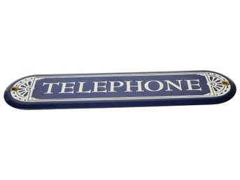 Blue & White Enamel & Meteal Telephone Sign