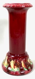 Roseville Early 1900s Blended Majolica Red Pedestal #477