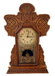 Beautiful Antique New Haven Working 8 Day Gingerbread Mantle Clock