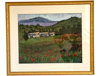 Vintage Original Pastel Painting Of Landscape By Herman Margulies (1922 - 2004) (B-22)