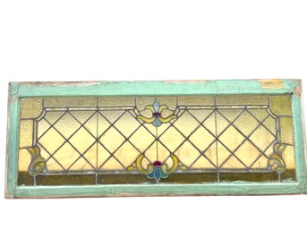 Large Vertical Vintage Stained Glass Window Panel.