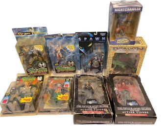 Collection Of Action Figures With Boxes . Marvel, Final Fantasy And Spawn.