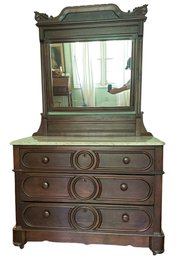 Antique Victorian Marble Top Dresser With Mirror.