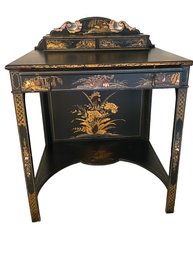 Vintage ,oriental Pull Out Writing Desk With Inlaid Decorations.