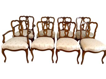 Set Of Eight Vintage Upholstered Seat Chairs, 2 Arm Chairs And 6 Side Chairs By Kindel Furniture.