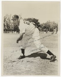 Original 1960s Autographed Tommy Byrne Black And White Team Issued 8x10 Photo