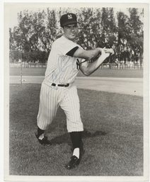 Original 1960s Autographed Bobby Richardson Black And White Team Issued 8x10 Photo