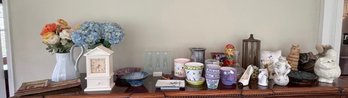 Unique Lot Of Ceramics  & More Featuring Statues Planters Clocks Russian Nesting Doll !!