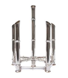 Hollywood Regency Faux-Bamboo Chrome Six-Candle Holder