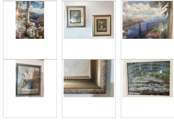 Wall Prints - Monet And  Framed  Hydrangeas And Floral  Garden Bench Artist Danhui Mai