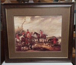 Large Framed Fox Hunting Scene Print                WA