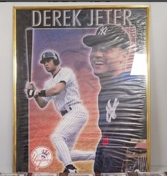 Derek Jeter Frame & 2005 NY Yankees 12 Cards On Wood Plaque WC