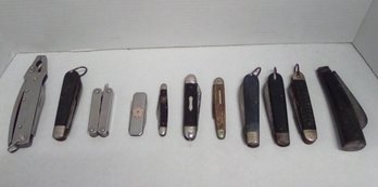 Lot Of 9 Vintage Pocket Knives & 2 Leatherman Style Multi- Tools      C3