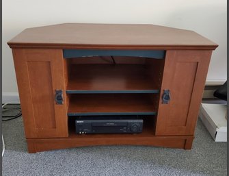 Wood Entertainment Cabinet- Adjustable Shelves & 2 Side Cabinets