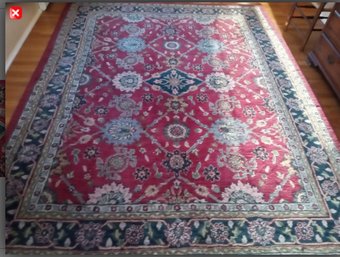 Vintage 100 Percent Wool Rug 10ft X 8ft Made In India & Nice Underpadding