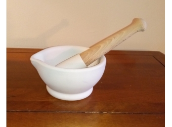 Lovely Stone Mortar And Pestle With Wood Handle