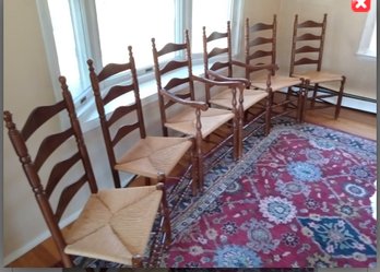 Fabulous Mid Century Dining Chairs With Woven Rush Seats 4 Side Chairs 2 Arm Chairs