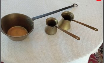 Charming Vintage Brass Ladle & 2 Dippers