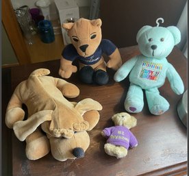 Six Vintage Small Plushies: Penn State Nittany Lion, #1 Grandma Bear, Happy Birthday Teddy & Doggie & More  D3