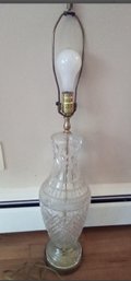 Cut Crystal Lamp With 3 Way Light And Harp Piece To Hold Lampshade