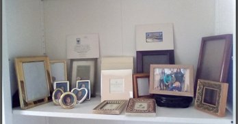 25 Piece Lot: Mostly Varied Style Frames, New Silverplated Pottery Barn, And Signed Prints Too!