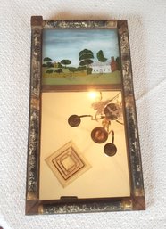 Antique Reverse Painting Divided Mirror - Nice Homestead